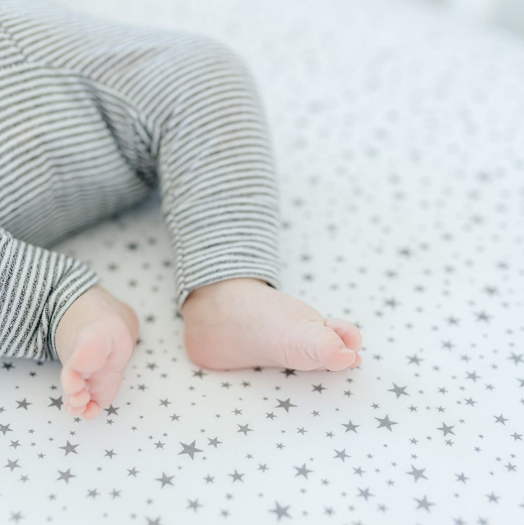 SheetWorld Fitted Crib Sheet - 100% Cotton Jersey - Gray Stars, Made