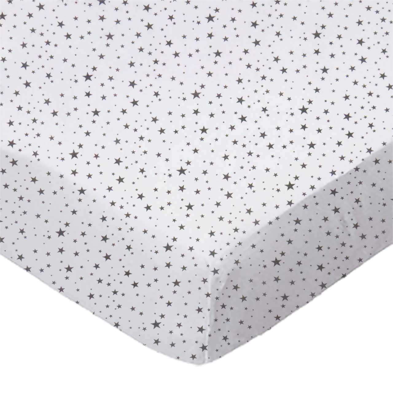 SheetWorld Fitted Crib Sheet - 100% Cotton Jersey - Gray Stars, Made