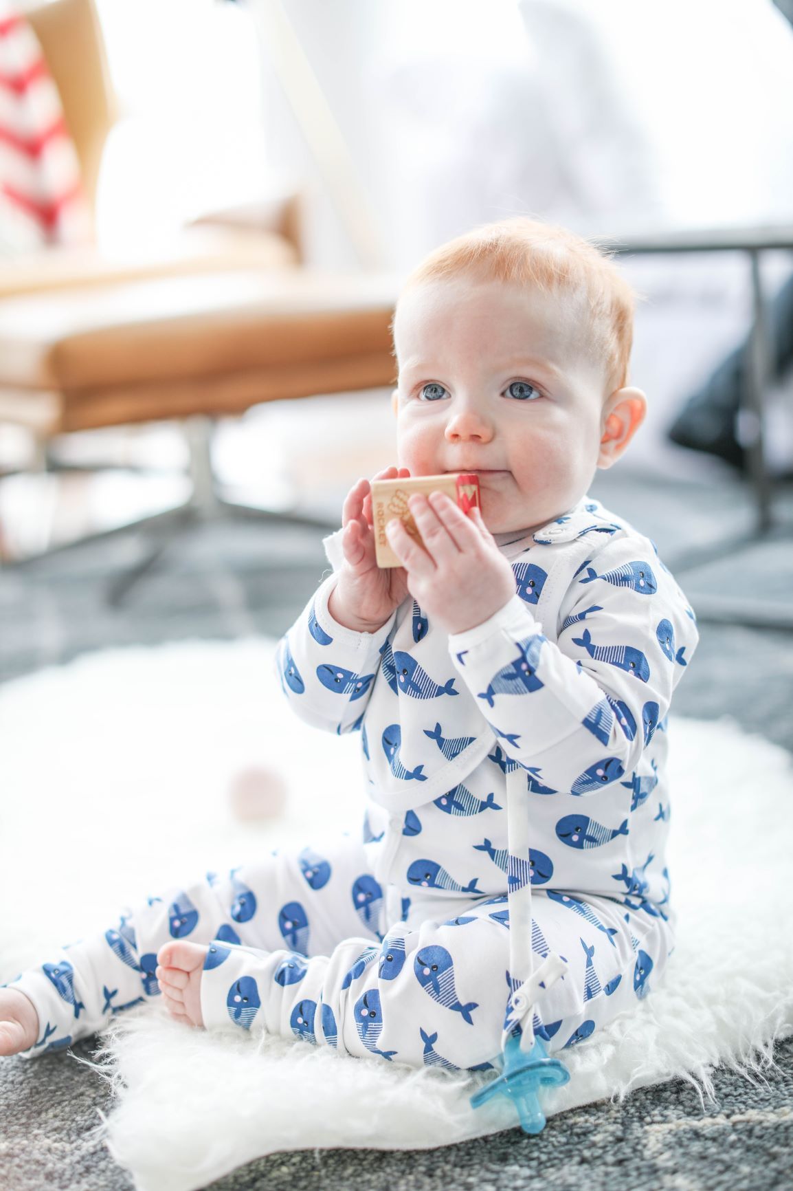 Smart Footed One-Piece + Bib - Blue Whale