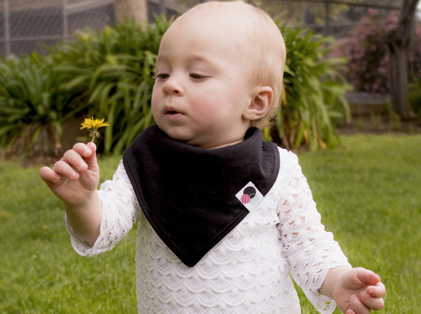 BLACK SOLID | Premium Plus Baby Bandana Bib (organic cotton)