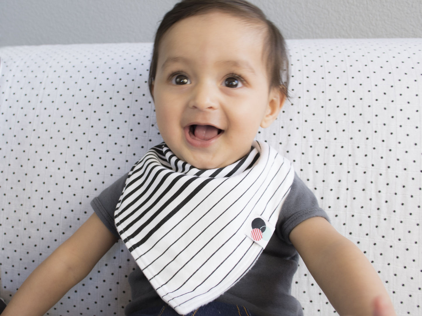 BLACK + WHITE STRIPED | Premium Plus Baby Bandana Bib (organic cotton)