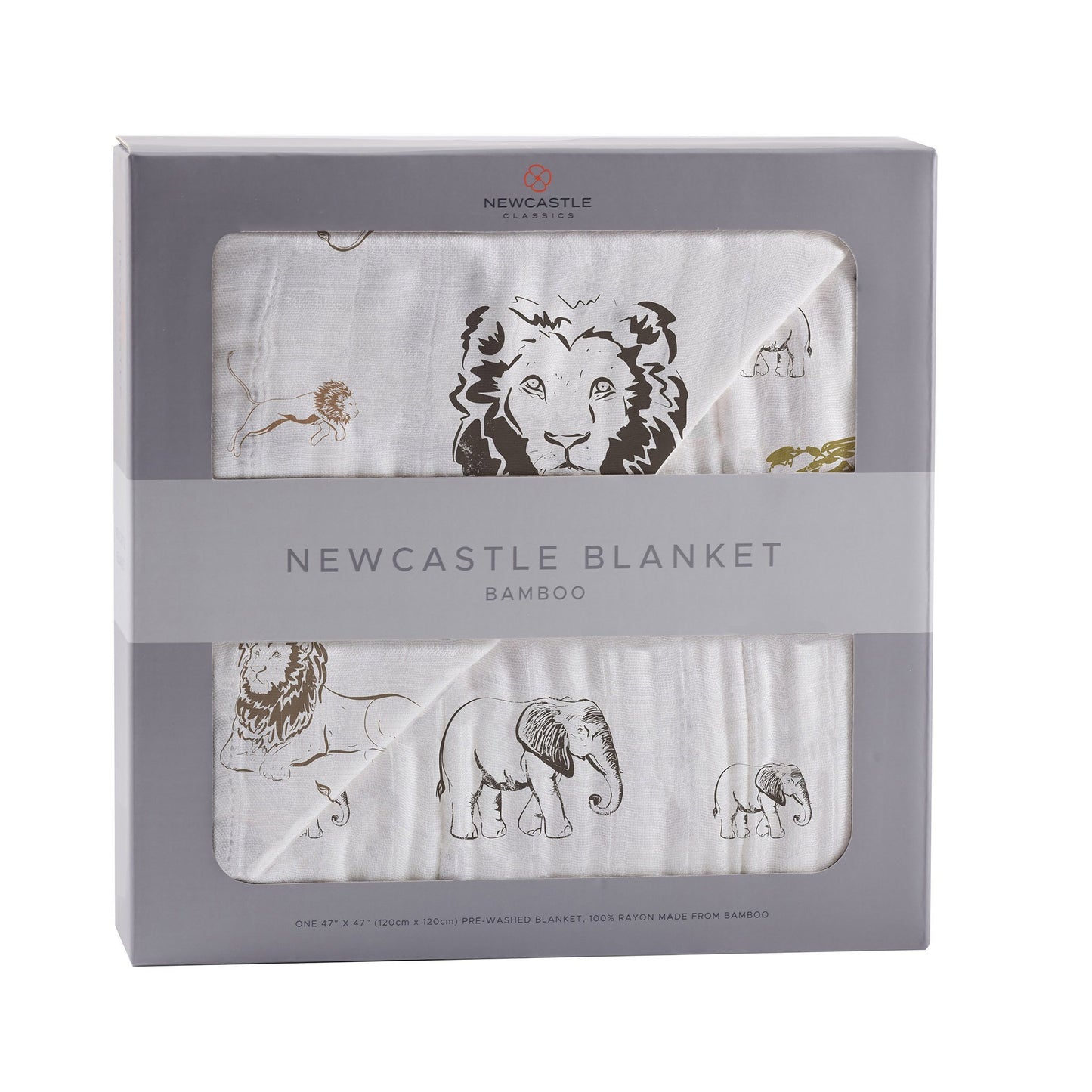 Hear Me Roar Lion and Rhinos and Elephants Bamboo Newcastle Blanket